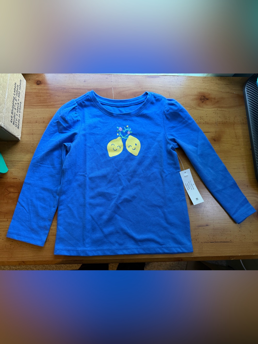 wonder nation Blue Long-Sleeve Tee with Smiling Lemon Pair Graphic